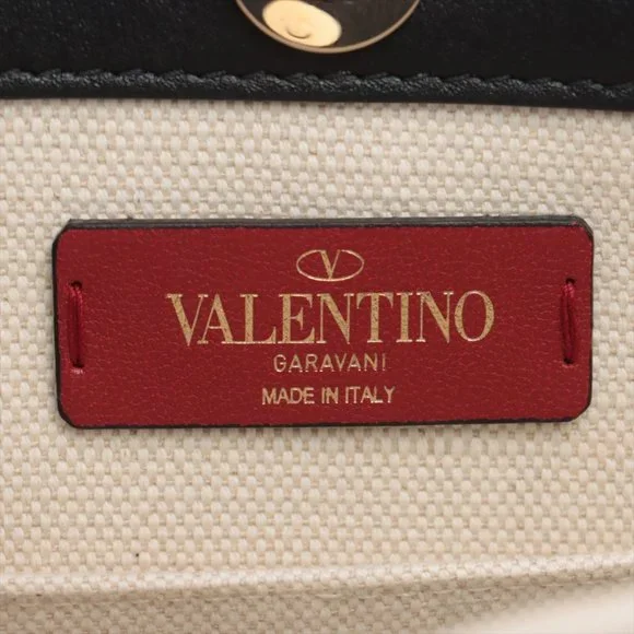 Sold out ❌Valentino Garavani VLTN Canvas & leather 2 way tote bag black x beige - Picture 11 of 12